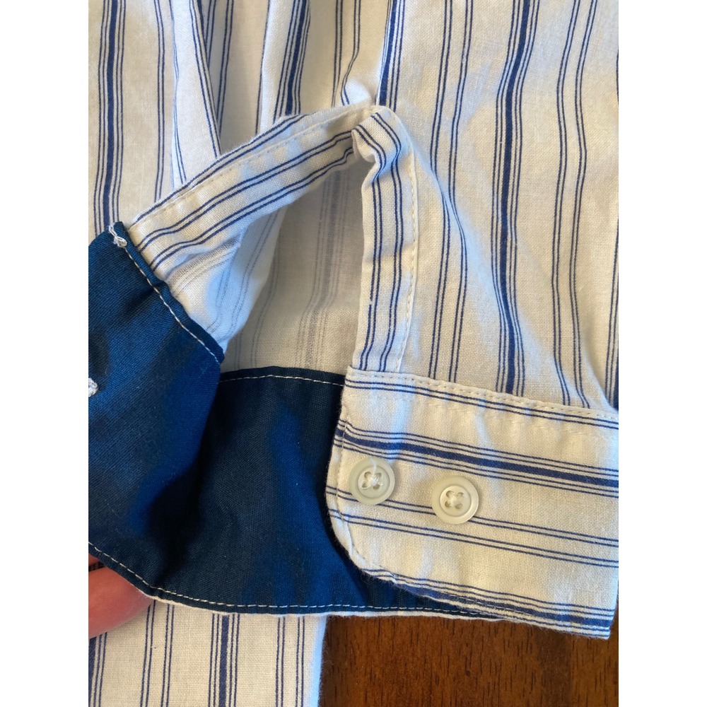 Sakura Sport Striped Button Up‎ Shirt Long Sleeve Pocket Cotton Size 18W - Picture 4 of 6